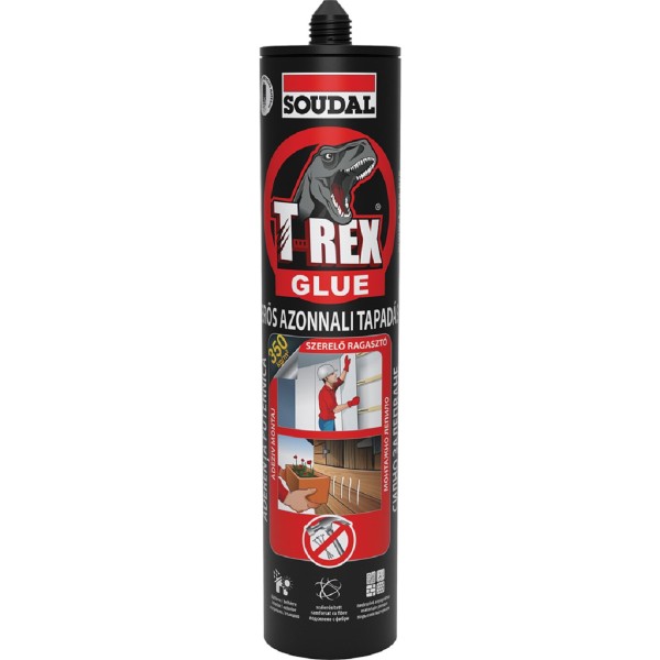 Soudal, piros T-Rex azonnali szerelőragasztó, 380g