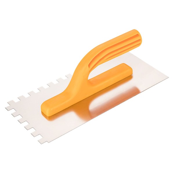 TOPEX - Acél simító, fogazott (8x8mm), rozsdamentes, műanyag markolattal, 280x130mm