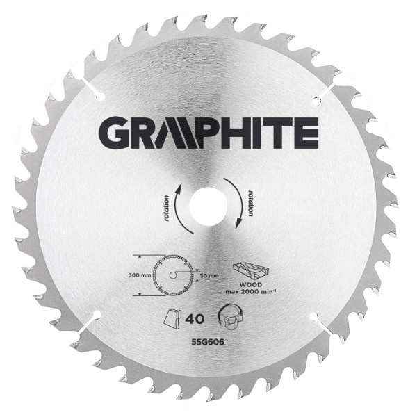 GRAPHITE - Körfűrészlap, 40 fogas, 300x30mm