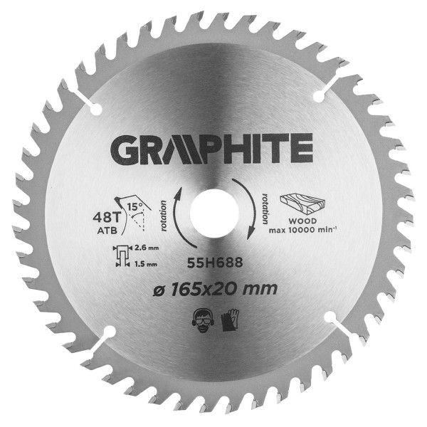 GRAPHITE - Merülőfűrészlap, 48 fogas, 165x20mm