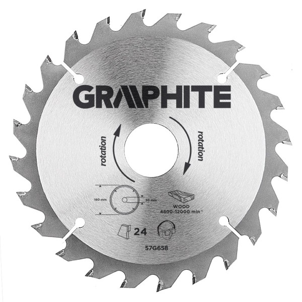 GRAPHITE - Körfűrészlap, 24 fogas, 160x30mm