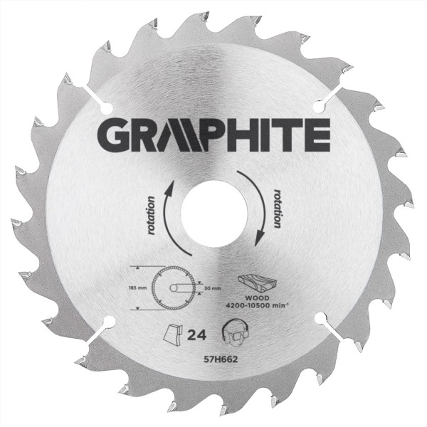 GRAPHITE - Körfűrészlap, 24 fogas, 185x30mm