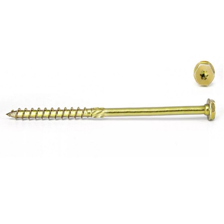 Ácsszerkezeti csavar, peremes hatlapfejű+Tx40, sárgára passz., 10x320 /80