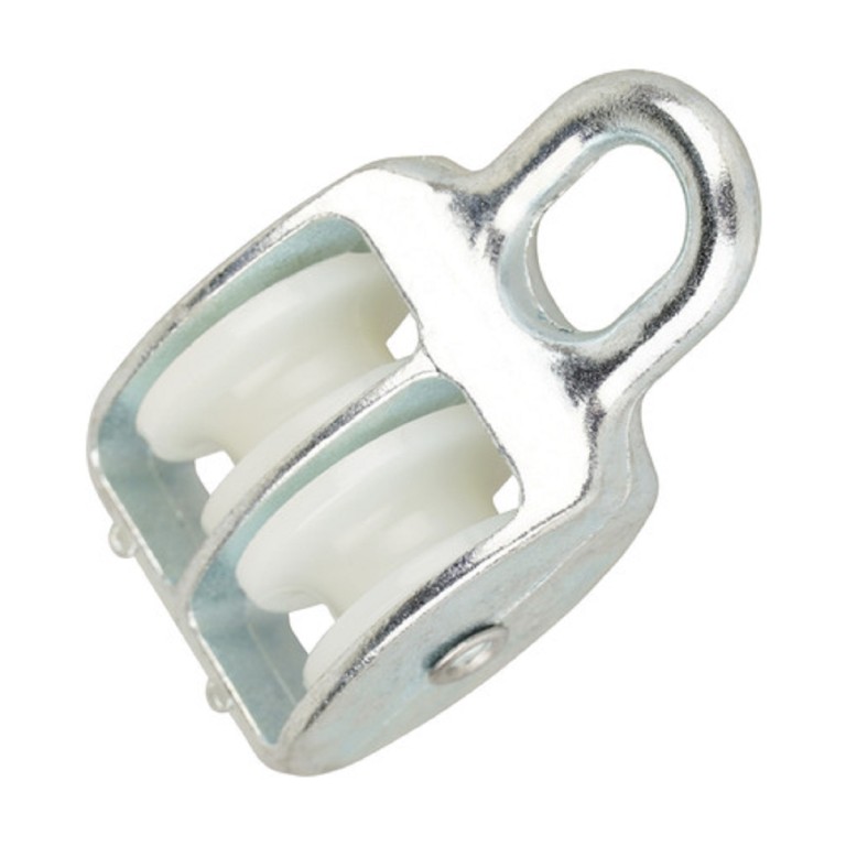 Kötélcsiga két görgővel, fix, galv. horg., 40 (D10)