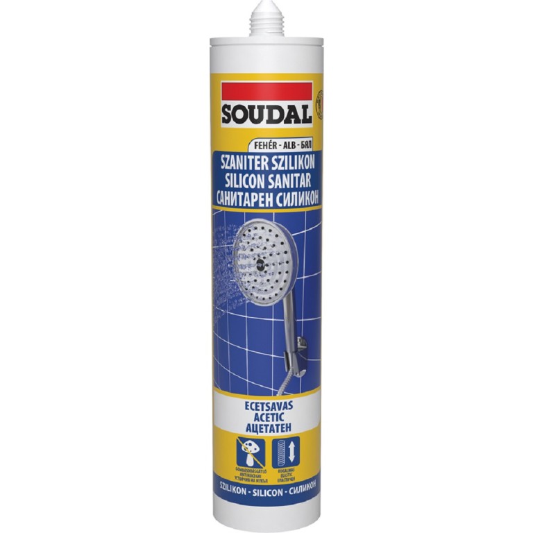 Soudal, ecetsavas szaniter szilikon, fehér, 280ml