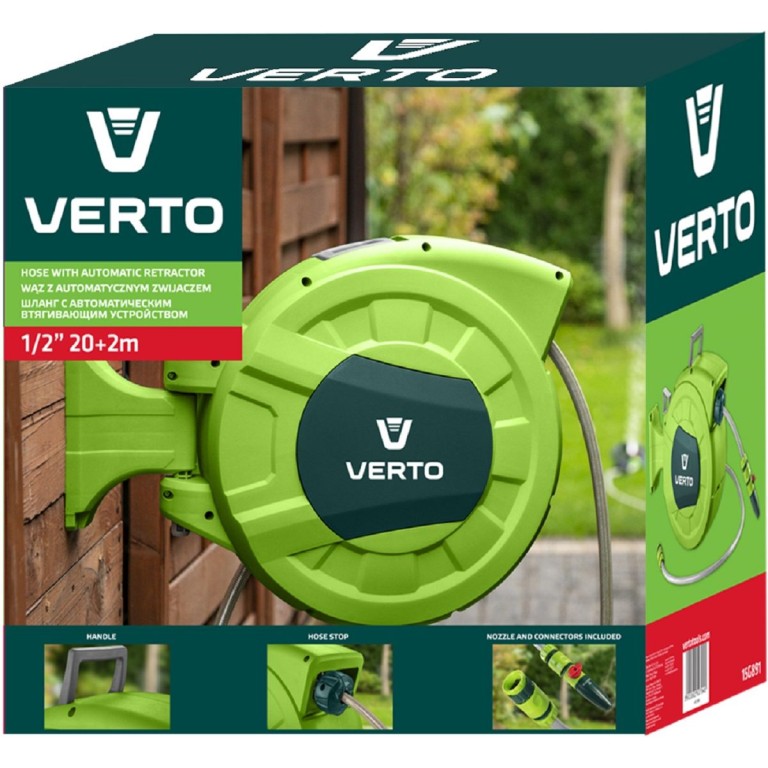 VERTO - Automata tömlődob, falra szerelhető, 1/2 x 20m + 2m