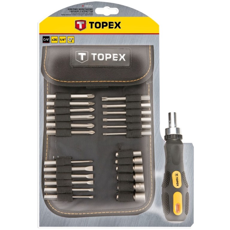 TOPEX - Csavarhúzó bit készlet, 26 darabos