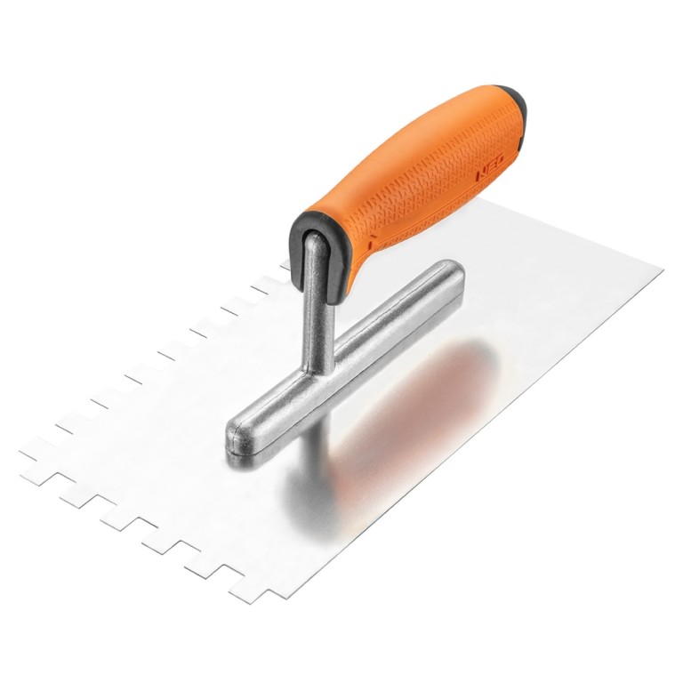 NEO - Acél simító, fogazott (10x10mm), rozsdamentes, 2K markolattal, 270x128mm