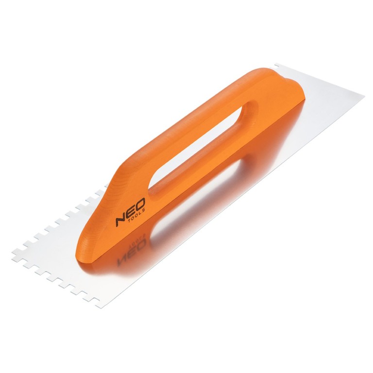 NEO - Acél simító, fogazott (8x8mm), rozsdamentes, fa markolattal, 480x128mm