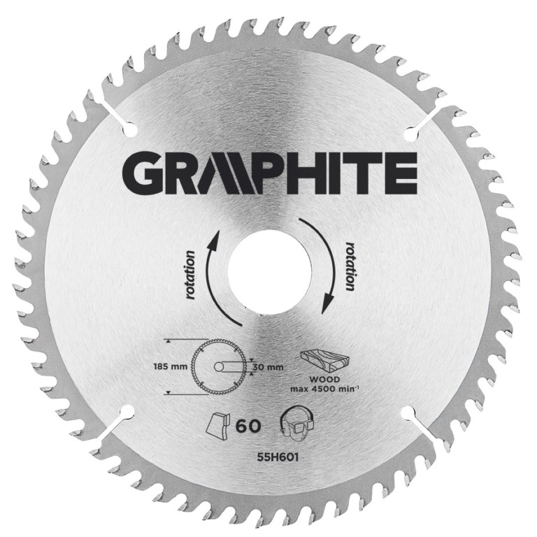 GRAPHITE - Körfűrészlap, 60 fogas, 185x30mm