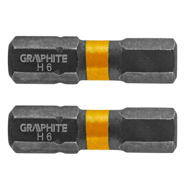 GRAPHITE - Torziós ütvecsavarozó bit, 2 darabos, SW6 x 25mm