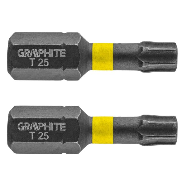 GRAPHITE - Torziós ütvecsavarozó bit, 2 darabos, Tx25 x 25mm