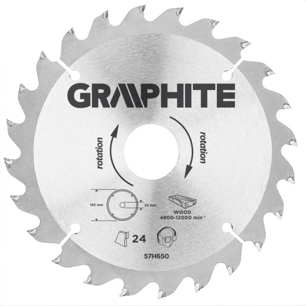 GRAPHITE - Körfűrészlap, 24 fogas, 165x30mm