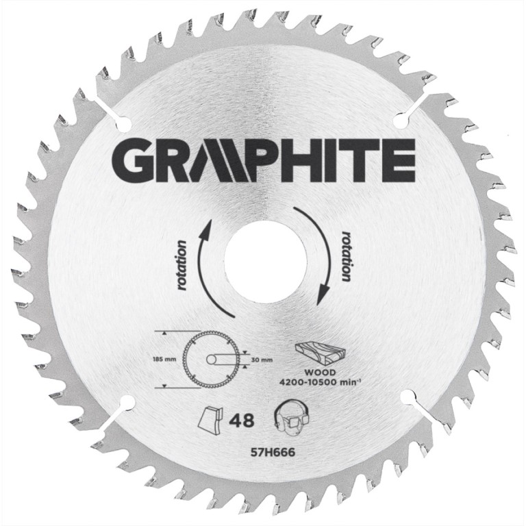 GRAPHITE - Körfűrészlap, 48 fogas, 185x30mm