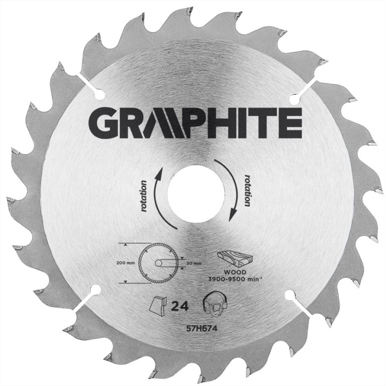 GRAPHITE - Körfűrészlap, 24 fogas, 200x30mm