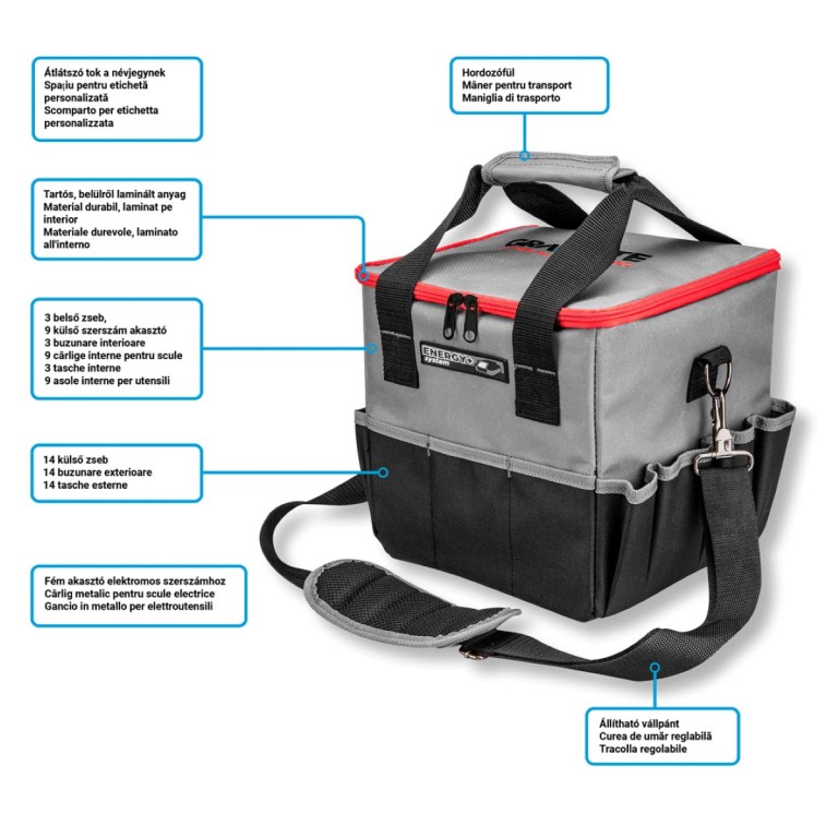 GRAPHITE - Géptartó táska, Energy+, 25x25x25cm (12l)