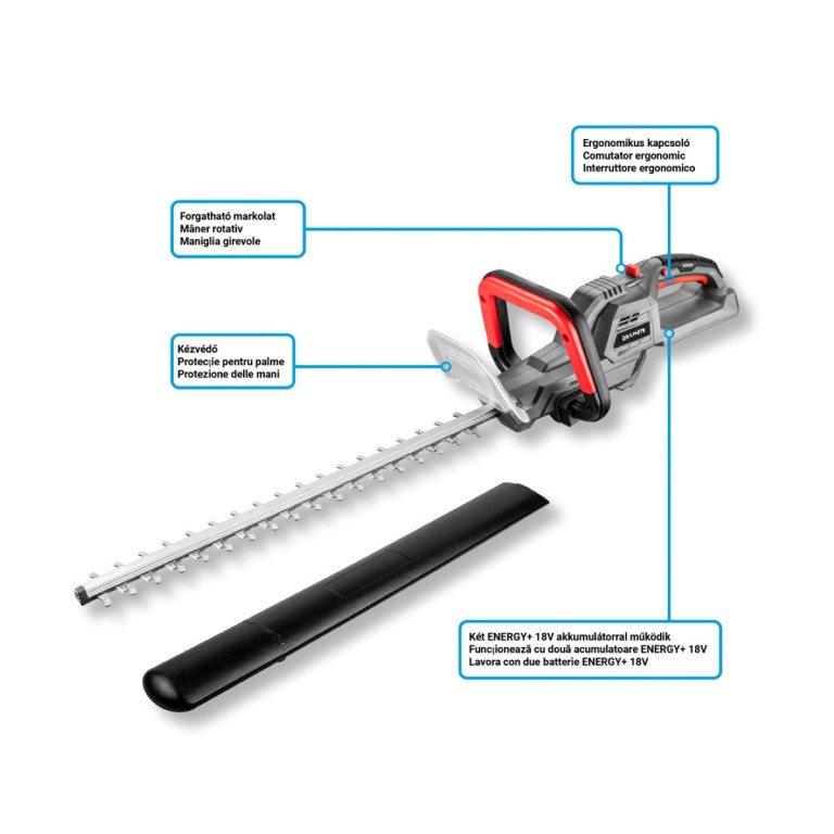 GRAPHITE - Akkus sövényvágó, Energy+, 36V, 520mm, akku nélkül