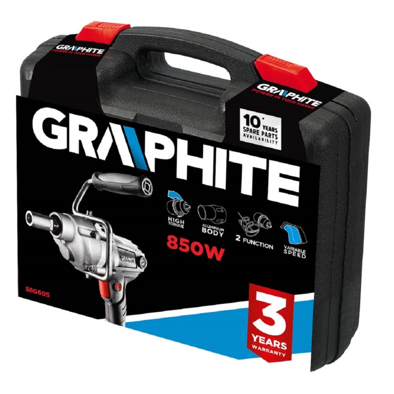 GRAPHITE - Fúró-keverőgép, 850W, 13mm, kofferben