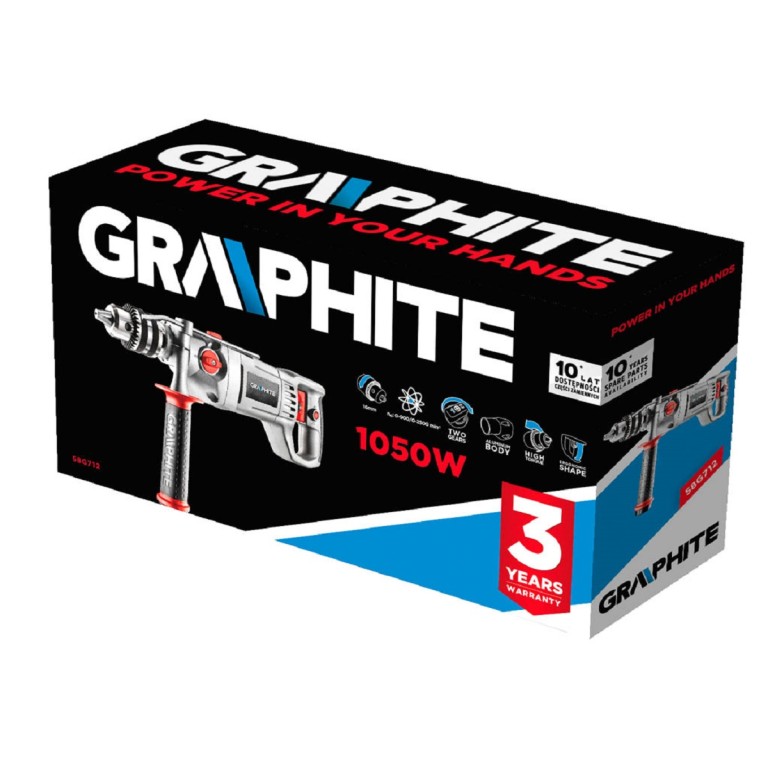 GRAPHITE - Ütvefúró, 1050W, 16mm-es fogas tokmánnyal
