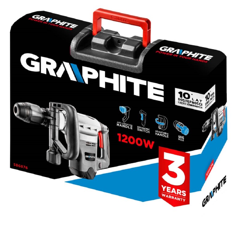 GRAPHITE - Vésőkalapács, SDS-Max befogással, 1200W, kofferben