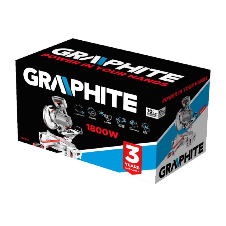 GRAPHITE - Gérvágógép, lézeres irányzékkal, 1800W, 210mm
