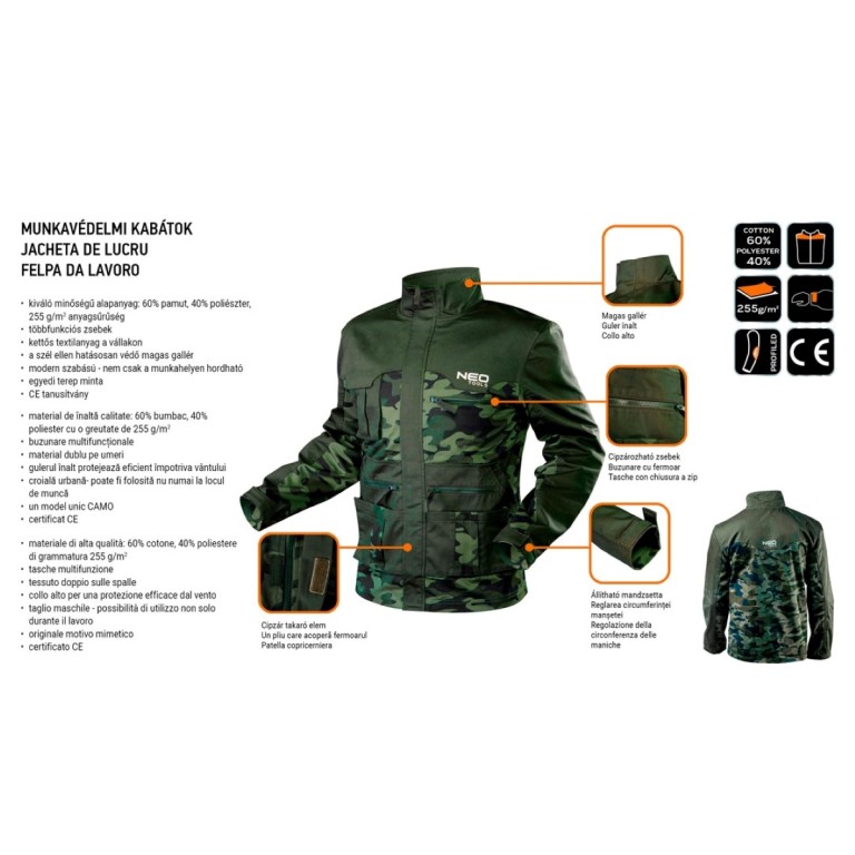 NEO - Férfi munkásdzseki, Camo line, XXL