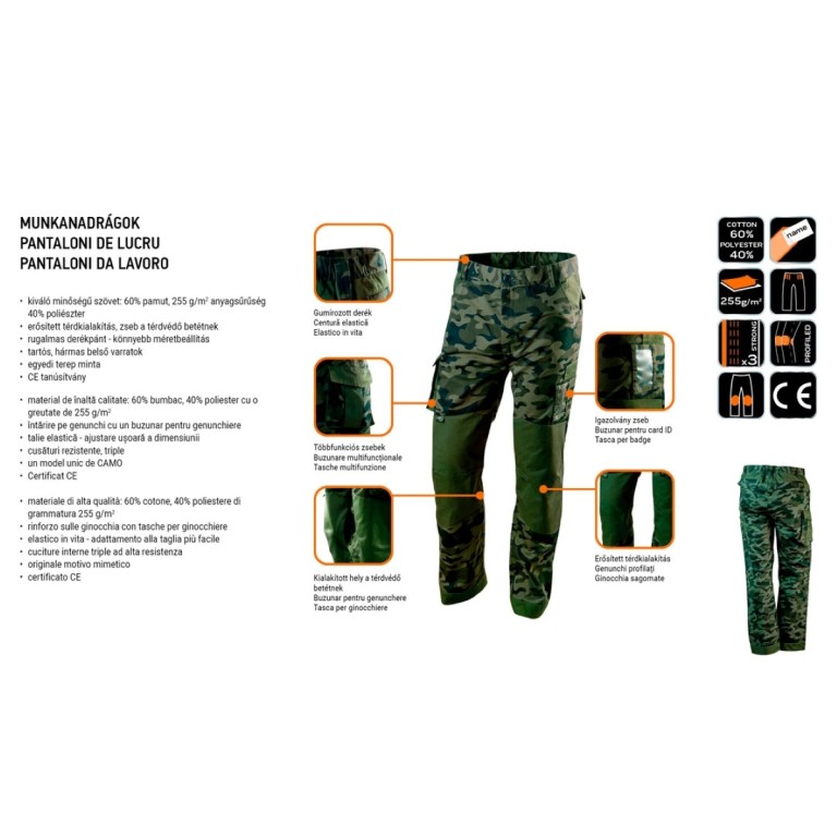 NEO - Férfi hosszú munkásnadrág, Camo line, S