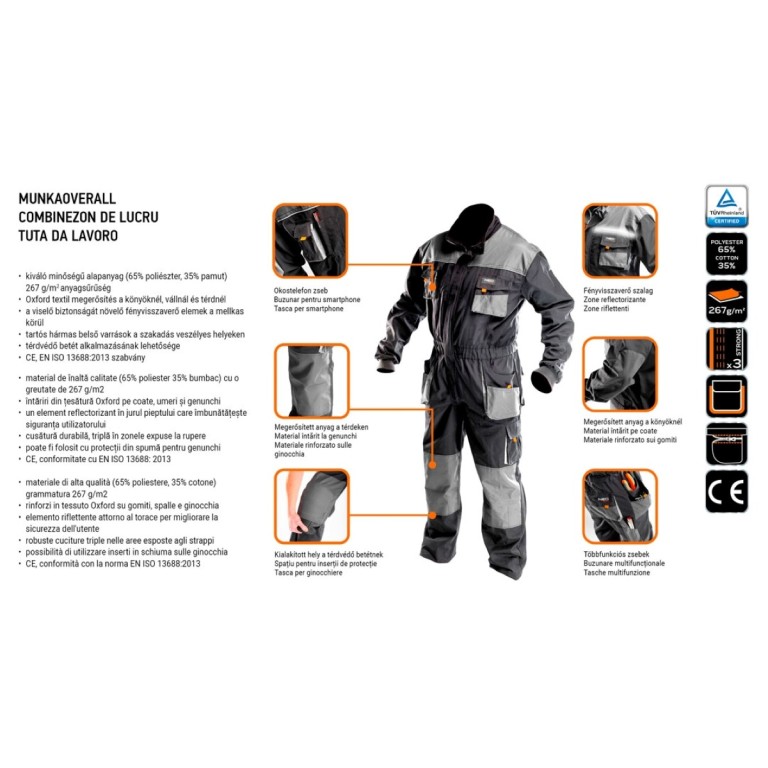 NEO - Férfi overall, fényvisszaverő csíkokkal, S