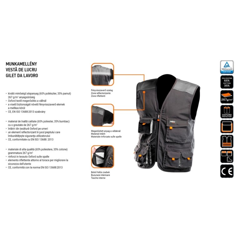 NEO - Férfi mellény, fényvisszaverő csíkokkal, S