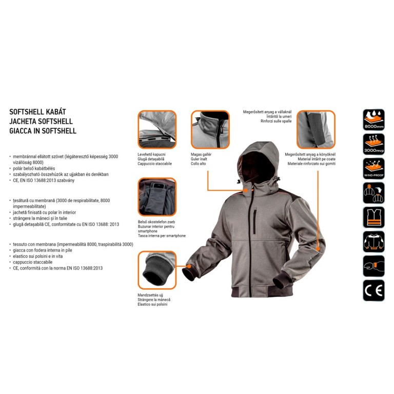 NEO - Softshell munkásdzseki, levehető kapucnival, XXXL