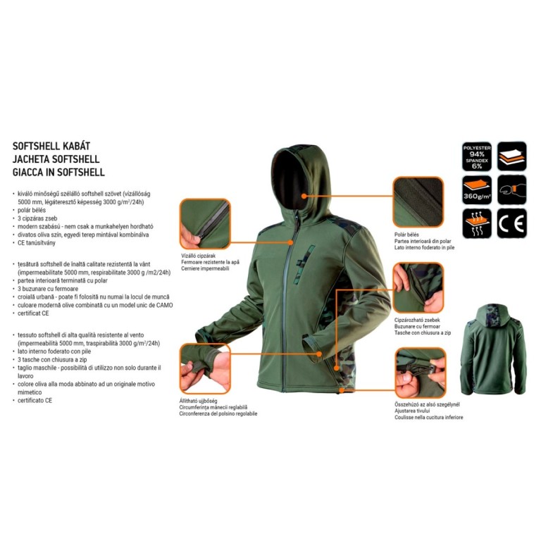 NEO - Férfi softshell munkásdzseki, víz- és szélálló, L