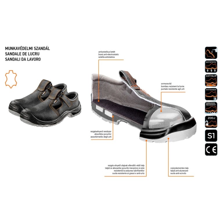 NEO - Munkavédelmi szandál, bőr, S1 SRC, CE, 38
