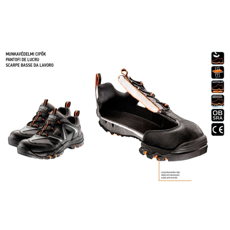 NEO - Munkavédelmi szandál, légáteresztő, fémmentes, OB SRA, CE, 44